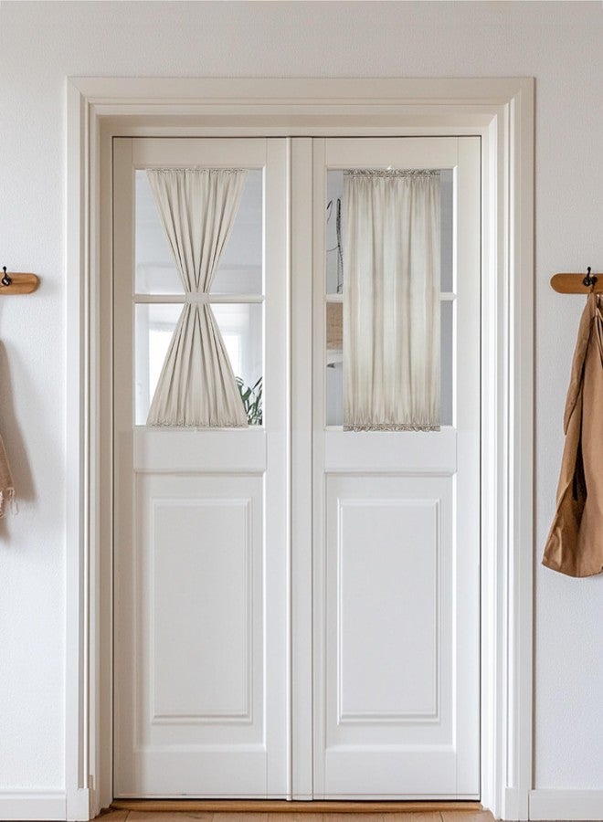 BUHUA French Door Curtains for Small Window Rod Pocket Blackout Curtains for Kitchen Light Filtering Sidelight Curtains, 1 Panel, Beige - W25 X L40 - Image 1
